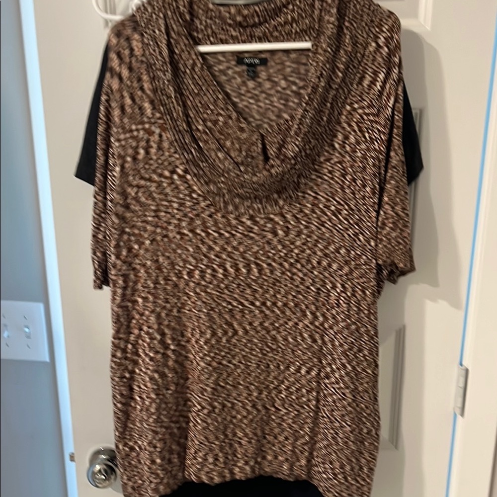APT 9 WOMAN 1X brown beige spring Cowl Neck Sweater short sleeve